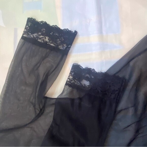 Vintage delicates Black lace nightie sheer robe size s/m - Picture 4 of 9